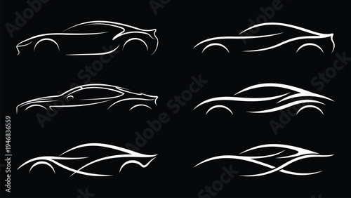 Supercar logo icon set. Car vehicle silhouette collection set. Vector illustrations.