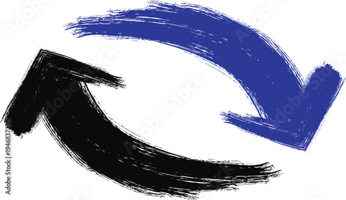 Circular arrows logo with brush stroke effect