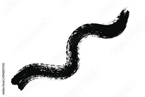 A black abstract wavy line on a white background