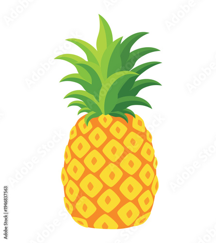 Cute Pineapple Illustration Icon – Tropical Summer Fruit Hero Element for Branding, Packaging, Stickers and Food Design