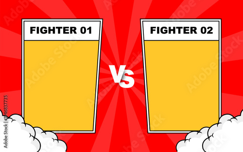 Pop art comic Fight versus with halftone background. Retro style vector cartoon illustration. Design for comics, posters, banners, and competitions.