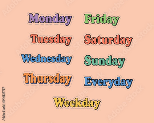 Colorful Days of the Week Sticker Pack