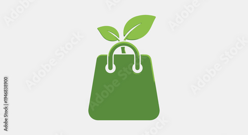 3D Eco-Friendly Shopping Bag with Green Leaves