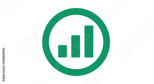 Green Bar Chart Growth Icon in Circular Frame