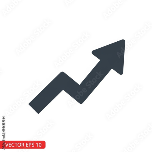 Black arrow icon pointing upwards on, symbolizing growth and progress in business and finance