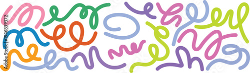 Vibrant colorful swirling patterns on white background creating dynamic artistic visual effect with multiple hues and shapes