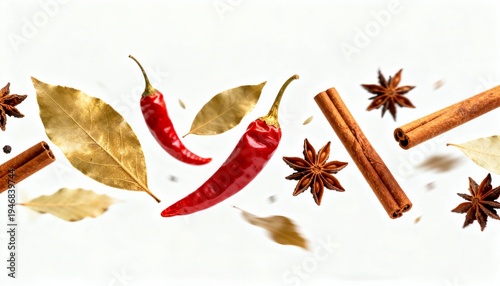 spices on white background
