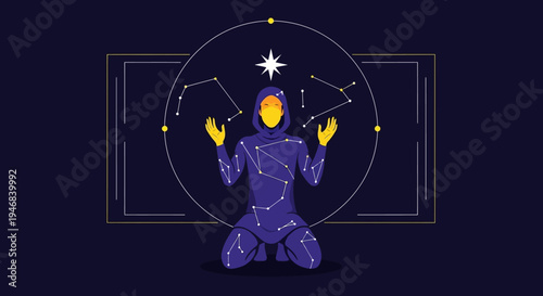 Woman in Constellation Outfit, Astrology, Orbits, Stars, Mysticism