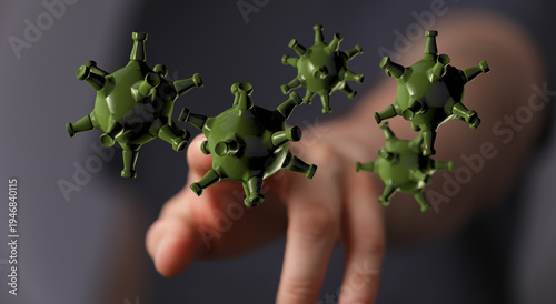 Hand reaching towards 3D-re...