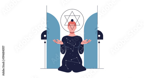 Spiritual Enlightenment, Meditation, Inner Peace, Cosmic Connection, Geometric Symbols