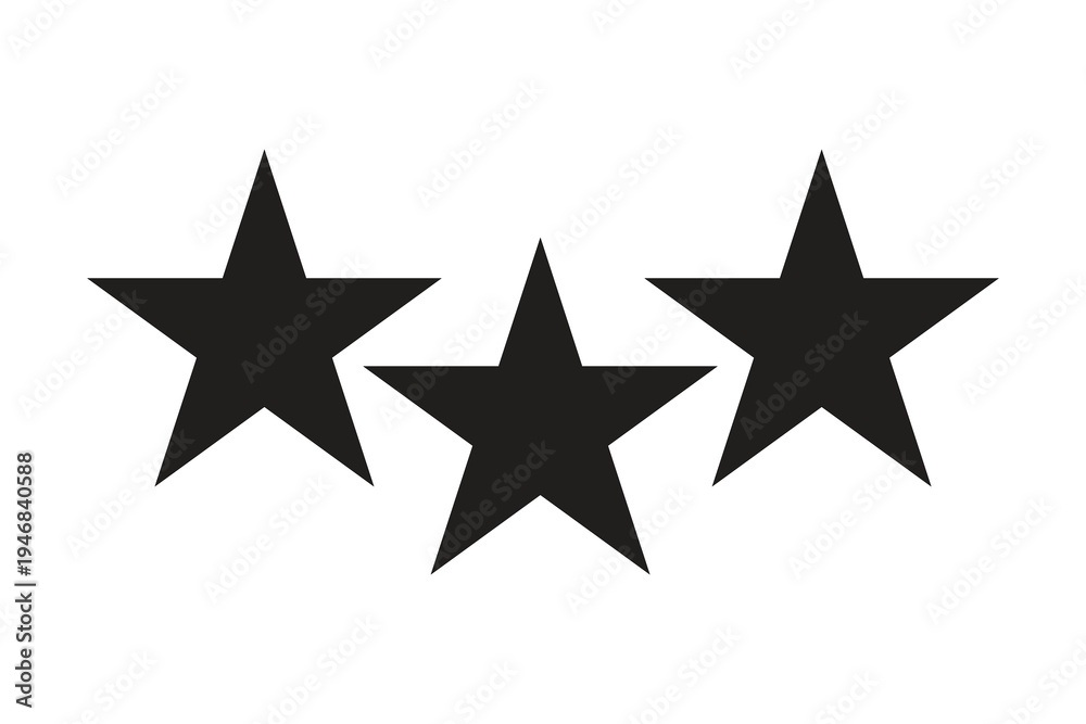 Obraz premium Three black stars on white background