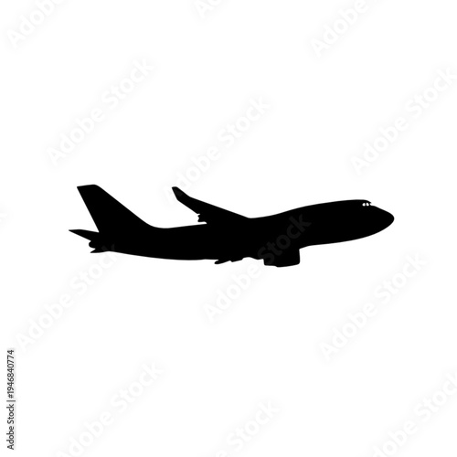 Minimalist silhouette of a large aircraft, symbolizing air travel, global transportation, and aviation. Ideal graphic for flight, journeys, and logistics concepts