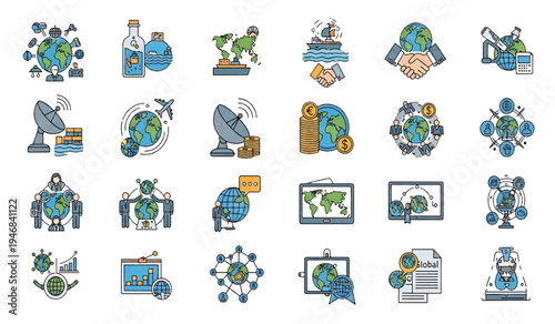 Earth globe with rocket launching from honeycomb business growth concept illustration