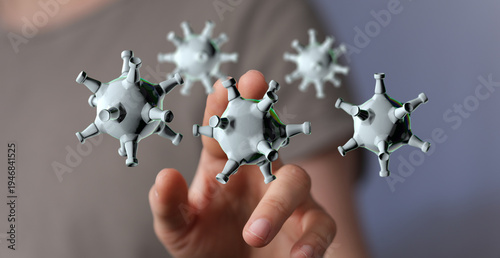 Illustration of viruses flo...