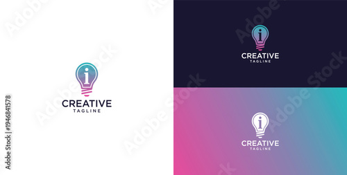 smart bulb logo icon. bulb logo technology. initial logo design I