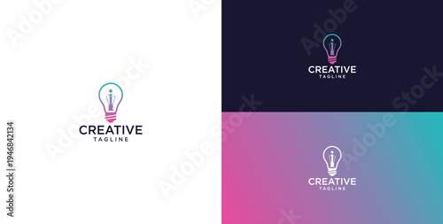 smart bulb logo icon. bulb logo technology. initial logo design I