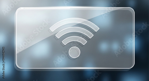 Glassy Wi-Fi Symbol on a Blurred Background.