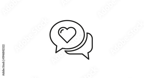 Speech bubbles with heart icon inside one of them.