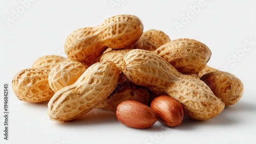 Peanuts in shells and peeled nuts presenting healthy snack option, nutritious food, and natural ingredient