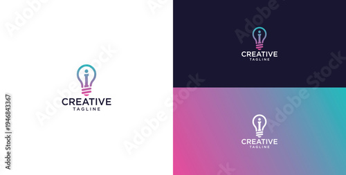 smart bulb logo icon. bulb logo technology. initial logo design I