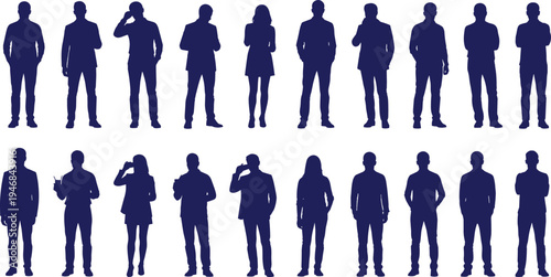 Silhouettes of People in Various Poses and Stances for Business, Communication, and Professional Designs