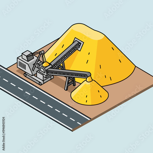 Industrial Crusher Processing Yellow Sand Material.