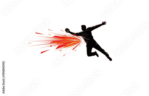 Handball Goalkeeper X Save Silhouette, Professional Goalie Defense Vector Sticker, Sports Keeper Block Illustration