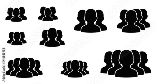 Silhouette Crowd Icons - A Visual Representation of Groups and Communities.