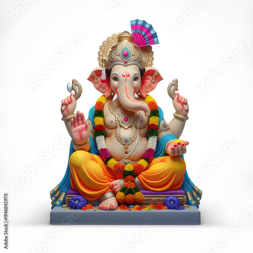 AI Generated Illustration for Happy Ganesh Chaturthi Festival for Invitation, Poster, Social Media Post Design Background