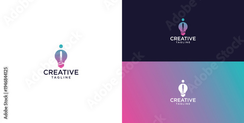 smart bulb logo icon. bulb logo technology. initial logo design I