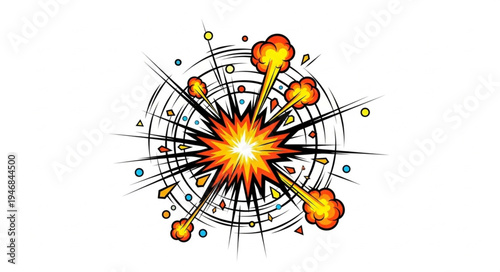 Explosion on a technical diagram.