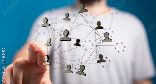 Person interacting with a n...