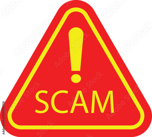 Red Scam Warning Sign for Cybersecurity and Fraud Prevention.