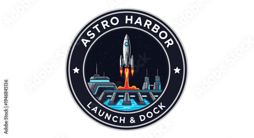 Astro Harbor Space Rocket Logo Design.