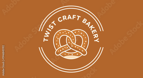 Baked pretzel logo with text.