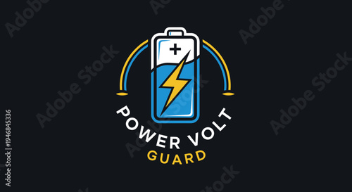 Battery with lightning bolt logo symbol.