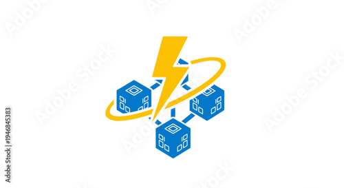 Blue cubes with yellow lightning bolt.
