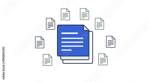 Blue Document Icon with Papers.