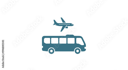 Bus and airplane travel transportation icons.