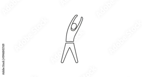 Simple line drawing of a person stretching arms upwards.
