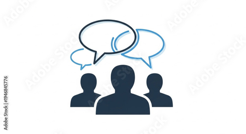 Three Silhouettes of People with Speech Bubbles Above Heads.