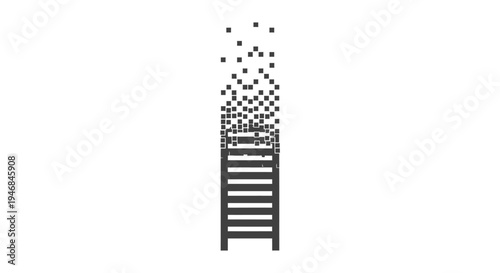 Black and white ladder icon rising.