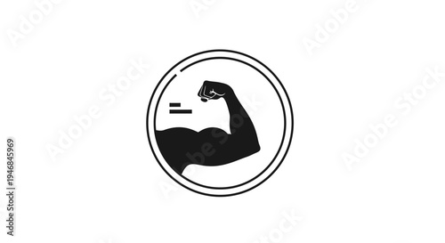 Black flexed arm muscle icon.