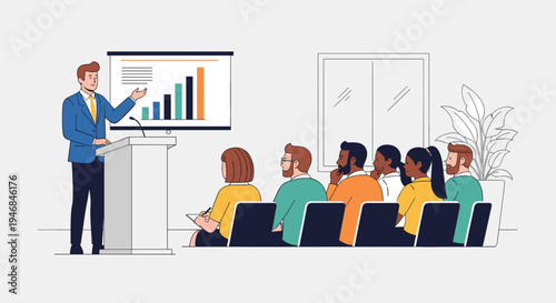 Businessman giving presentation to colleagues.