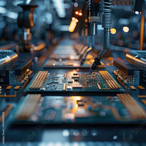 Automated Circuit Board Assembly in a High-Tech Manufacturing Facility.