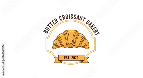 Croissant bakery logo with golden pastry.