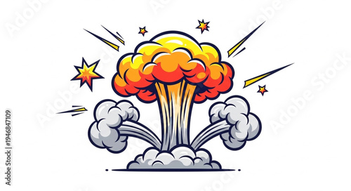 Explosion with orange and yellow.