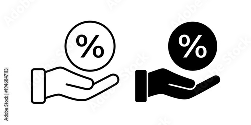 Discount Promotion And Price Reduction Shopping Support Concept Icon Set Line And Solid Style