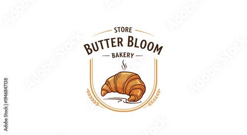 Croissant pastry bakery logo design.