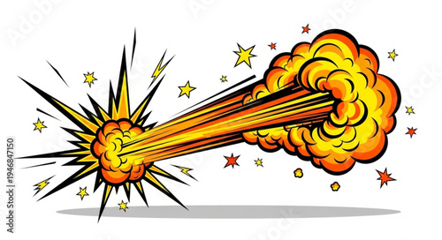 Explosion with orange cloud.